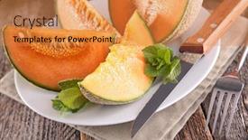  Presentation with melon - Audience pleasing theme consisting of melon-slices-and-mint backdrop and a gold colored foreground