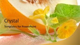  Presentation with bud - Colorful PPT layouts enhanced with melon vine leaves with bud close up macro background backdrop and a gold colored foreground