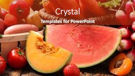  Presentation with fruit melon - Audience pleasing presentation design consisting of melon-watermelon-fruit-and-vegetable backdrop and a crimson colored foreground