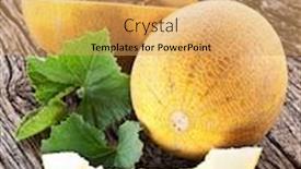  Presentation with melon - Amazing slides having melon-with-slices-and-leaves backdrop and a yellow colored foreground