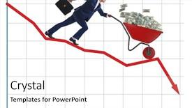  Presentation with money - Colorful slides enhanced with meltdown - businessman pushing money wheelbarrow down backdrop and a cool aqua colored foreground