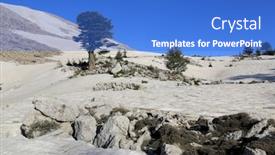  Presentation with mountain snow - Slide set having melted-snow-on-meadow background and a teal colored foreground