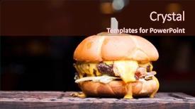  Presentation with burger - Slide set featuring melting - burger with melted cheese background and a wine colored foreground