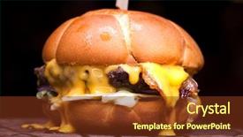  Presentation with burger - Presentation design consisting of melting - burger with melted cheese background and a tawny brown colored foreground
