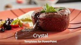  Presentation with hot chocolate - Slides having melting - hot chocolate fondant with mint background and a tawny brown colored foreground