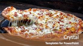  Presentation with pizza - Slide deck with melting - pizza slice melted cheese background and a coral colored foreground