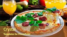  Presentation with pizza technology - Slide set enhanced with melting - pizza slice melted cheese background and a red colored foreground