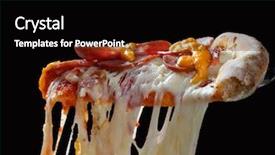  Presentation with pizza technology - Slide set having melting - pizza slice melted cheese background and a black colored foreground