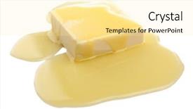  Presentation with butter - PPT theme having melting - tasty butter isolated on white background and a blonde colored foreground