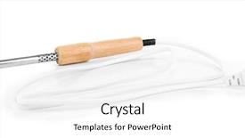  Presentation with soldering - Presentation theme having melting copper - electric soldering iron isolated background and a white colored foreground