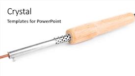  Presentation with soldering - Amazing slides having melting copper - electric soldering iron isolated backdrop and a white colored foreground