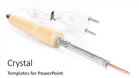  Presentation with soldering - Cool new slides with melting copper - electric soldering iron isolated backdrop and a white colored foreground