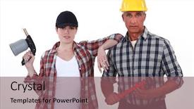  Presentation with diy - Slide set featuring melting copper - father and daughter diy team background and a violet colored foreground