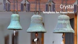  Presentation with rope - Theme with melting copper - metal bell hanged up background and a violet colored foreground