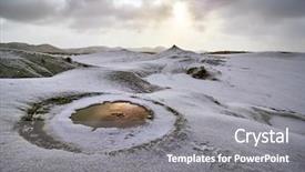  Presentation with volcanoes - Amazing presentation theme having melting earth - landscape with muddy volcanoes backdrop and a gray colored foreground