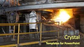  Presentation with steel industry - Colorful PPT theme enhanced with melting foundy - iron and steel industry backdrop and a  colored foreground