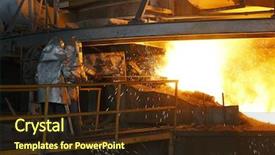  Presentation with steel industry - Presentation theme with melting foundy - iron and steel industry background and a wine colored foreground