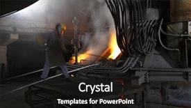  Presentation with steel industry - Presentation theme having melting foundy - iron and steel industry background and a  colored foreground