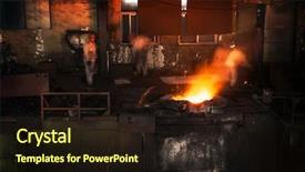  Presentation with liquid - Amazing slide deck having melting foundy - pouring of liquid metal backdrop and a wine colored foreground