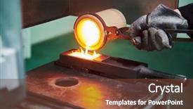  Presentation with goldsmith melting gold to liquid - Theme having melting gold molted metal pouring background and a tawny brown colored foreground