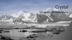  Presentation with ice blue - Cool new PPT theme with melting ice caps - beautiful snow-capped mountains backdrop and a light blue colored foreground