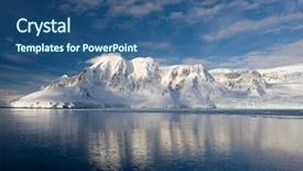  Presentation with ice blue - PPT layouts consisting of melting ice caps - beautiful snow-capped mountains background and a ocean colored foreground