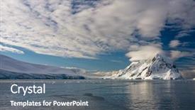  Presentation with ice blue - Theme with melting ice caps - beautiful snow-capped mountains background and a gray colored foreground