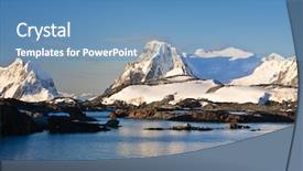  Presentation with blue sky - Presentation design enhanced with melting ice caps - beautiful snow-capped mountains background and a teal colored foreground