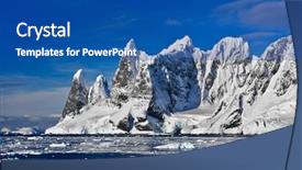  Presentation with ice blue - Theme consisting of melting ice caps - beautiful snow-capped mountains background and a ocean colored foreground