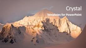  Presentation with beautiful mountains river lake sky nature - Beautiful presentation design featuring melting ice caps - beautiful snow-capped mountains backdrop and a  colored foreground