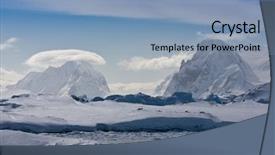  Presentation with ice blue - Colorful PPT theme enhanced with melting ice caps - beautiful snow-capped mountains backdrop and a  colored foreground