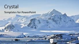  Presentation with ice blue - Amazing theme having melting ice caps - beautiful snow-capped mountains backdrop and a light blue colored foreground