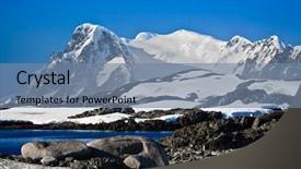  Presentation with blue sky - PPT theme consisting of melting ice caps - beautiful snow-capped mountains background and a seafoam green colored foreground