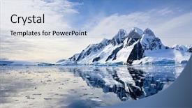  Presentation with ice blue - Theme enhanced with melting ice caps - beautiful snow-capped mountains background and a light blue colored foreground