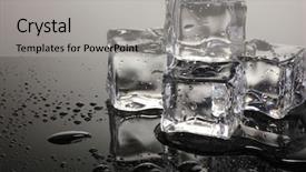  Presentation with ice refrigeration system - PPT theme with melting ice cubes on grey background and a light gray colored foreground