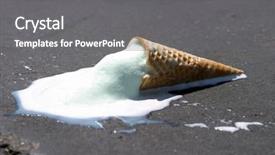  Presentation with ice frozen - PPT layouts enhanced with melting ice - mint frozen yogurt and cone background and a gray colored foreground