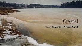  Presentation with lake ice - Theme having melting-ice-on-the-lake background and a coral colored foreground