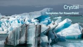  Presentation with luminous - Presentation theme featuring melting luminous blue icebergs floating background and a seafoam green colored foreground