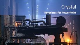  Presentation with steel mill - Cool new slide deck with melting-of-metal backdrop and a teal colored foreground