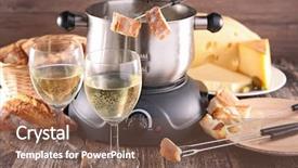  Presentation with wine book cheese - PPT layouts having cheese fondue and wine background and a violet colored foreground