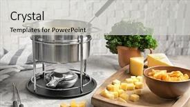  Presentation with recipe fondue - Audience pleasing PPT layouts consisting of delicious cheese fondue with rusks backdrop and a light gray colored foreground
