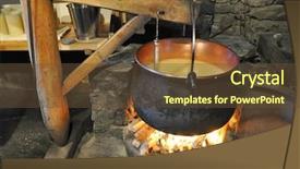  Presentation with cheese - Theme consisting of melting copper - making of swiss cheese background and a tawny brown colored foreground