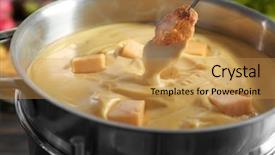  Presentation with cheese - PPT theme having rusk and cheese fondue closeup background and a yellow colored foreground