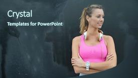  Presentation with black woman - Slides with member get member - fit young woman in sportswear background and a ocean colored foreground