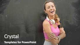  Presentation with black woman at gas station - PPT theme having member get member - fit young woman in sportswear background and a dark gray colored foreground