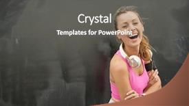  Presentation with black woman - PPT theme with member get member - fit young woman in sportswear background and a gray colored foreground