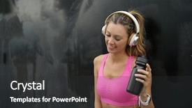  Presentation with black woman - PPT layouts consisting of member get member - happy fit woman in sportswear background and a dark gray colored foreground