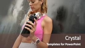  Presentation with black woman - Presentation theme enhanced with member get member - happy fit woman in sportswear background and a tawny brown colored foreground