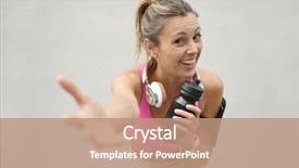  Presentation with happy smiling woman dental health - Amazing theme having member get member - happy fit woman in sportswear backdrop and a coral colored foreground