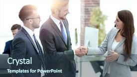  Presentation with how introduce yourself - Presentation design consisting of member service - businesswoman introduce businessman for working background and a tawny brown colored foreground